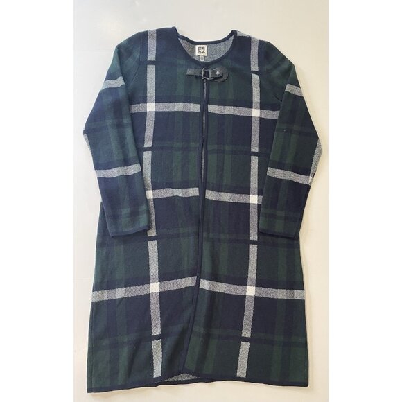 Anne Klein Womens Plaid Open Cardigan Sweater Coat Size S Clasp Preppy Old Money - Picture 3 of 14